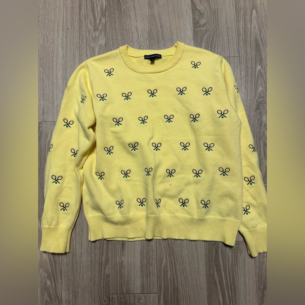 Kiel James Patric East Coast Racquet Sweater In Lemon Sorbet Color Size XL - Picture 3 of 8